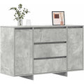 Bahut gris beton 120 x 41 x 75 cm en bois composite, mobilier durable au style moderne pour organiser le salon