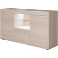 Meuble TV Sonoma 135 x 72 x 34 cm avec systeme LED et espaces de rangement, solution moderne pour amenager le salon