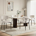 Lot de quatre chaises de salle a manger beige avec dossier incurve, assise rembourree et pieds metalliques solides