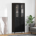 Ensemble de deux armoires murales noir chene 69,5 x 34 x 180 cm avec quatre portes et tiroirs, solution gain de place pour interieur
