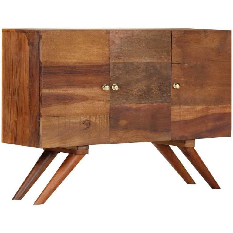 Commode en bois recycle massif marron 110 x 30 x 75 cm, rangement durable au style naturel pour differentes pieces de la maison
