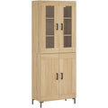 Meuble colonne chene Sonoma avec pieds sureleves, rangement moderne pour salon ou espace de vie
