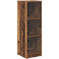 Highboard rustique bois ancien 109 cm avec trois portes en verre, meuble elegant pour salle a manger ou espace de vie