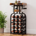 Support bouteilles vertical 15 bouteilles avec porte-verres integre, decoration pratique pour bar ou cuisine